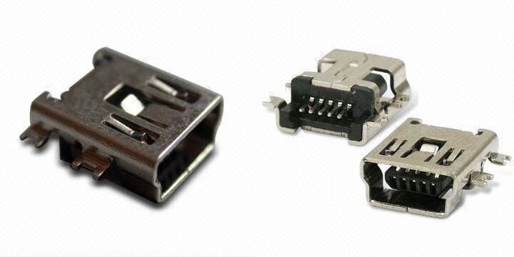 Gniazdo USB mini 2.0 montażowe poziome THT