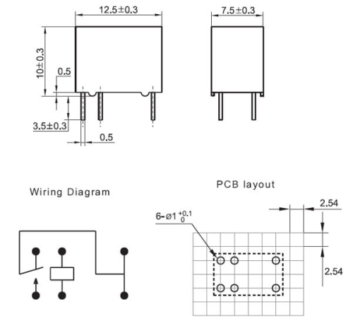 JRC23F-005-1ZS przekaźnik elektromagnetyczny wymiary