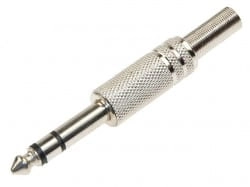 Wtyk Jack 6,3mm stereo montowany na przewód - metalowy