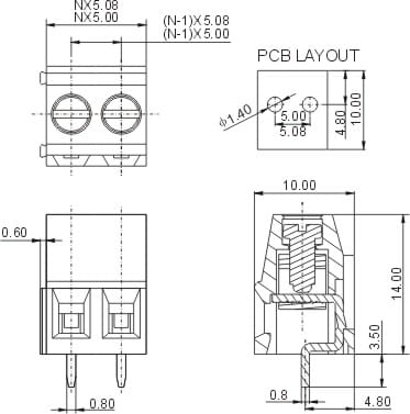 ARK 500-10-3 listwa zaciskowa 3 pin, raster 5,08mm