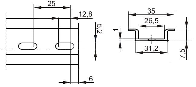 Szyna montażowa perforowana TS-35;  długość 15cm