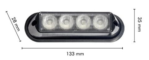 Lampa stroboskopowa pomarańczowa 4x LED wymiary