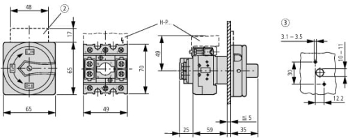 P1-32/EA/SVB przełącznik główny 1P-32 wymiary