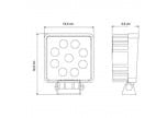 Lampa robocza 9x LED kwadratowa; moc 27W; jasność 1430lm; 12-24Vdc