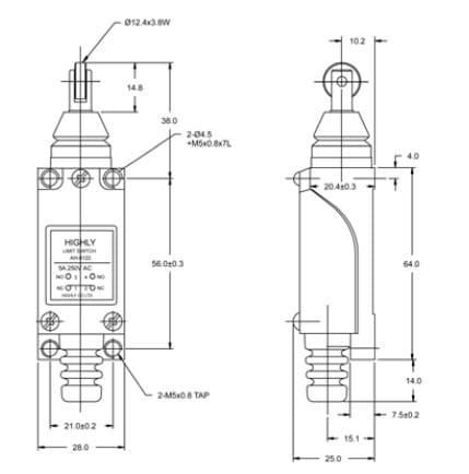 AH8122 przełącznik krańcowy z rolką