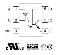4N36 transoptor; wyjście tranzystorowe