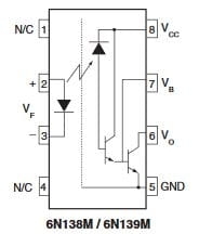 6N138 transoptor; wyjście układ Darlington