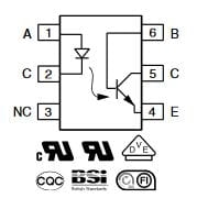 CNY17-3 transoptor; wyjście tranzystorowe