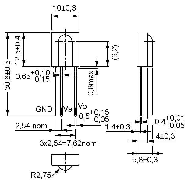TSOP31236 odbiornik podczerwieni 36kHz
