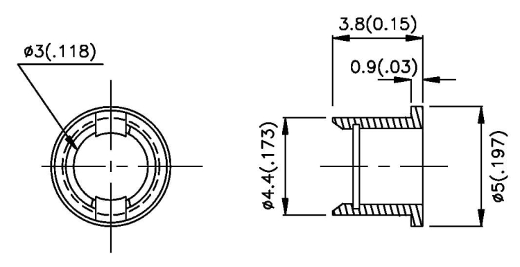 RTC-31 oprawka plastikowa diody LED 3mm; czarna - wymiar