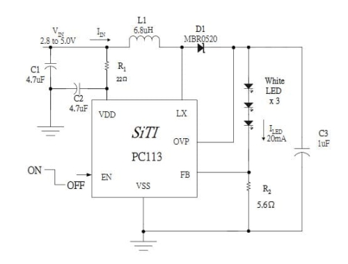 PC113 jednokanałowy sterownik białej diody LED