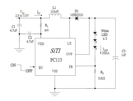 PC113 jednokanałowy sterownik białej diody LED