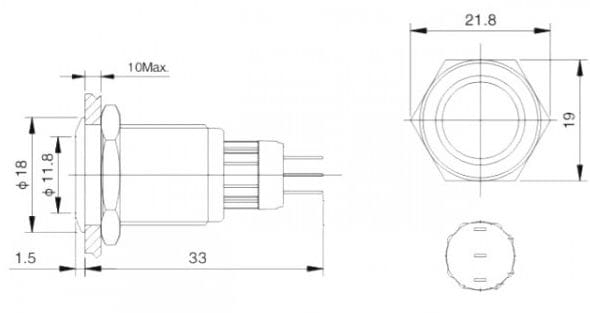 PBW-16BR przełącznik wandaloodporny podświetlany