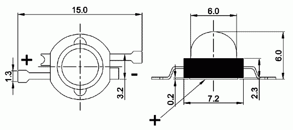 P20-WW dioda LED 3W biała