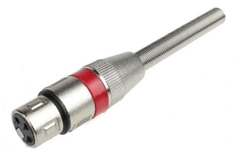 Gniazdo mikrofonowe z odgiętką na przewód XLR 3-pin czerwony