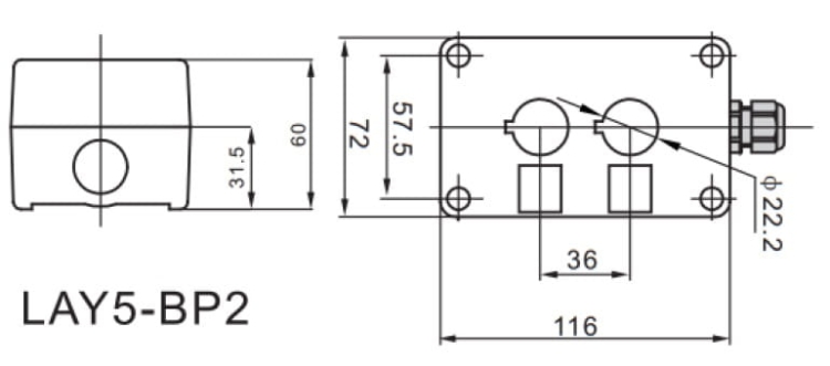 Obudowa przycisku dwuprzyciskowa LAY5-BP02