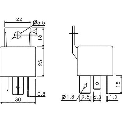 AM3-12P przekaźnik samochodowy wymiary