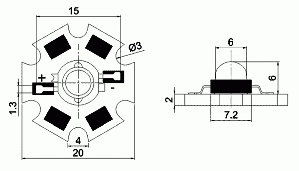 Dioda LED 3W zielona