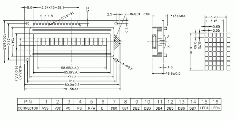 AC1601A-FHW K/W wyświetlacz LCD