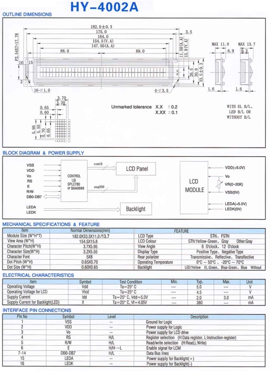 AC4002A YIY-E6 wyświetlacz LCD