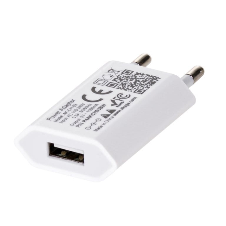Ładowarka sieciowa USB 5V / 1A; biała
