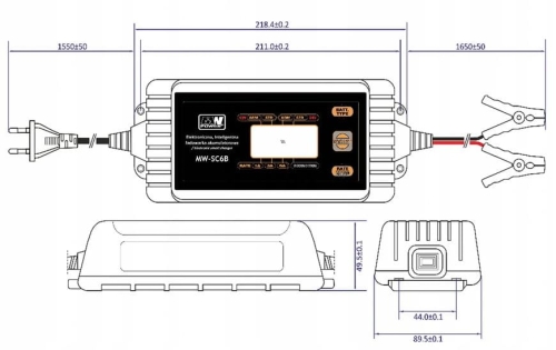 MW-SC6B ładowarka akumulatorowa żelowych i samochodowych 12V - 24V / 6A