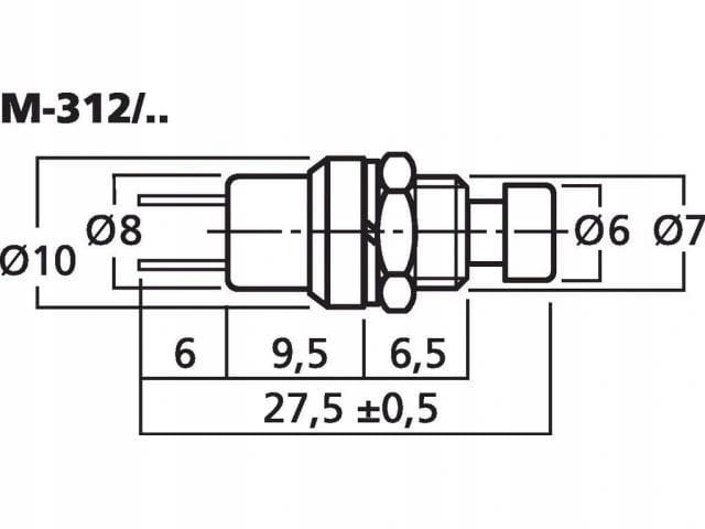 M-312 przycisk okrągły chwilowy czarny, wymiar