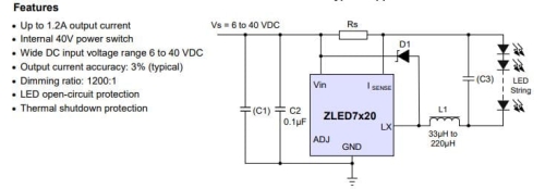 ZLED7020ZI-1R pojedynczy sterownik diody LED