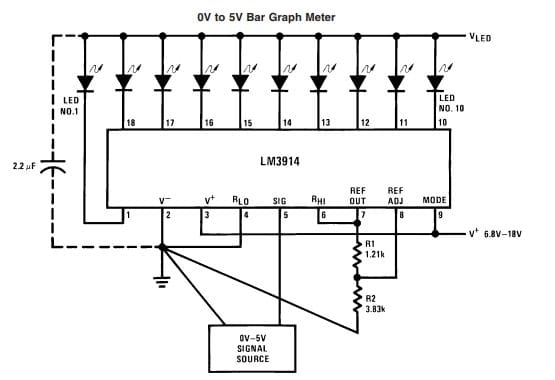 LM3914 10-kanałowy sterownik diod LED