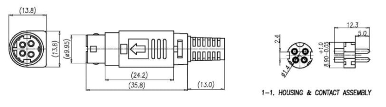 PC-MDP-402-4P wtyk zasilający DC, seria R7B męski 4-pin