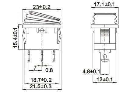 KCD1-101 Przełącznik kołyskowy podświetlany; czerwony