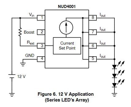 NUD4001DR2G 4-kanałowy sterownik diody LED