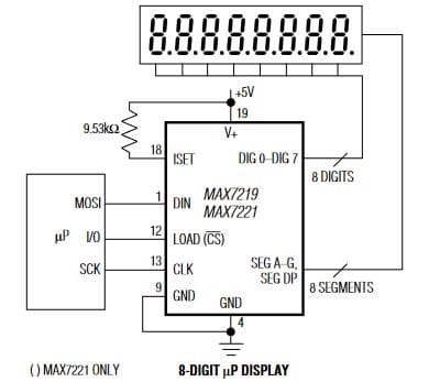 MAX7219CWG 8x kanałowy sterownik wyświetlacza LED