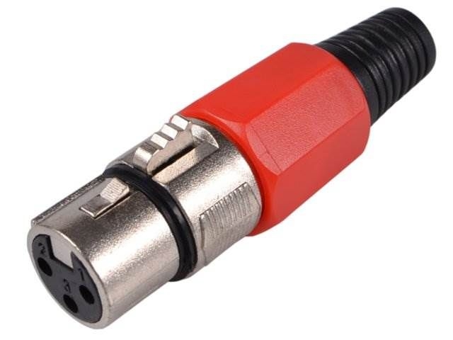 Gniazdo mikrofonowe na przewód XLR 3 pin czerwone