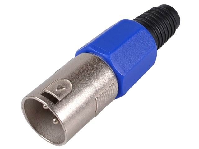 Wtyk mikrofonowy na przewód XLR 3 pin niebieski