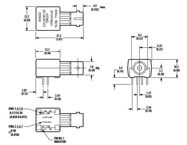 HFBR2412Z odbiornik światłowodowy 5MBd