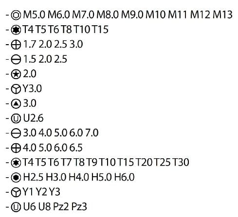 HY-8031 zestaw końcówek bitowych / imbusowych / nasadowych