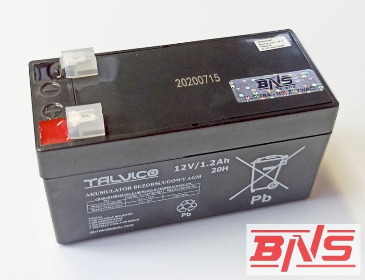 Akumulator żelowy AGM 12V, 1,2Ah