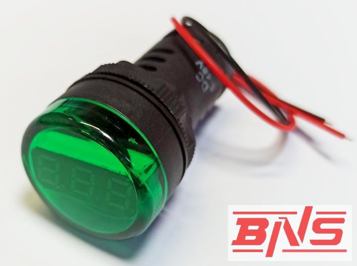 Woltomierz panelowy zielony LED