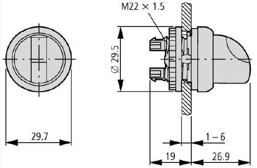 M22-WLK3-W przełącznik obrotowy chwilowy