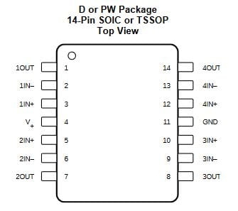 LMV344IPWR wzmacniacz operacyjny wyprowadzenia