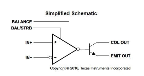 LM311  układ komparatora  wyprowadzenia