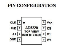 AD5220BRZ10 potencjometr cyfrowy wyprowadzenia