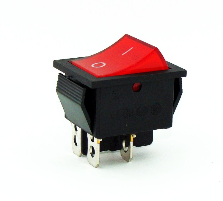 KCD6-R przełącznik kołyskowy czerwony chwilowy
