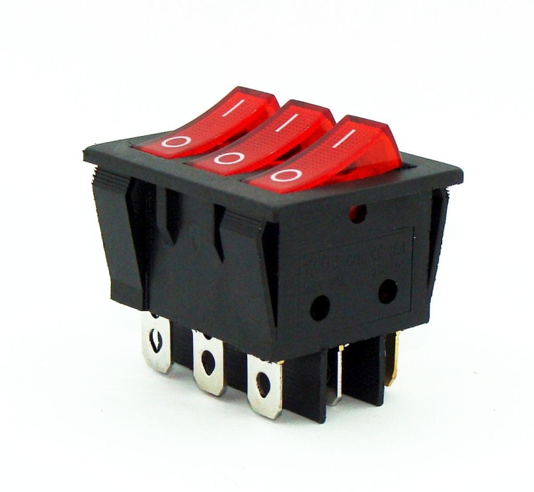 KCD3-303L przełącznik kołyskowy stabilny, potrójny z podświetleniem