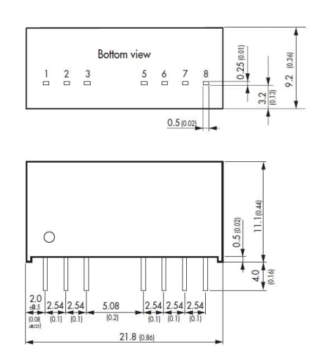 TMR4812 przetwornica DC/DC, wymiary