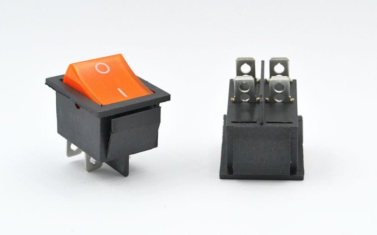 Przełącznik kołyskowy podświetlany żółty 230V