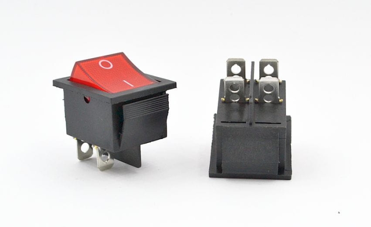 Przełącznik kołyskowy podświetlany czerwony 230V