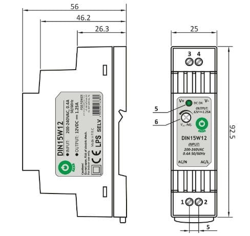 DIN15W15 zasilacz impulsowy 15V