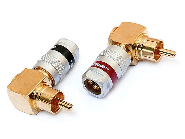 Wtyk RCA kątowy złoty 7mm RW612 montowany na przewód